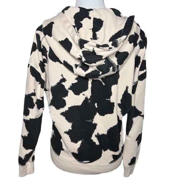 CAITE Posie Cow Print Embroidered Floral Zip Front Hoodie Sweatshirt‎ Size Small - Picture 2 of 7